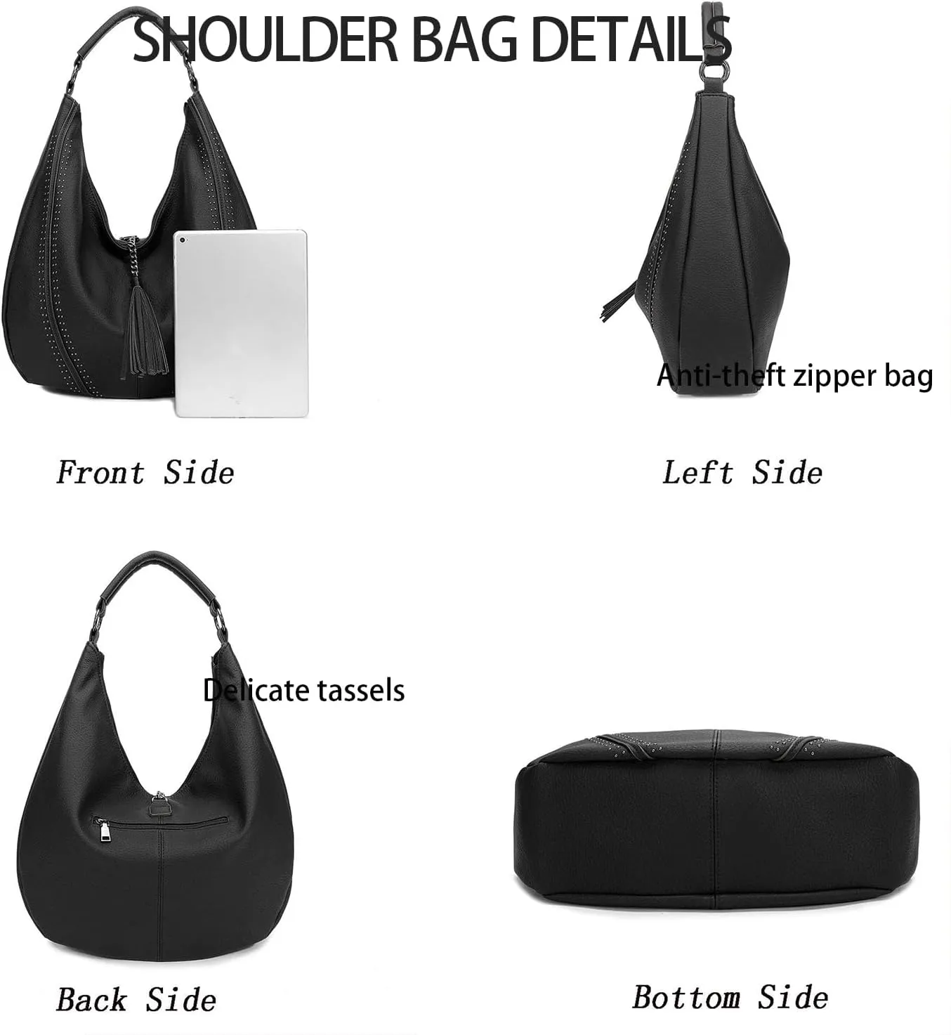 Women Hobo Bags Oversized Leather Handbags PU Crossbody Shoulder Totes Winter Stylish Purses