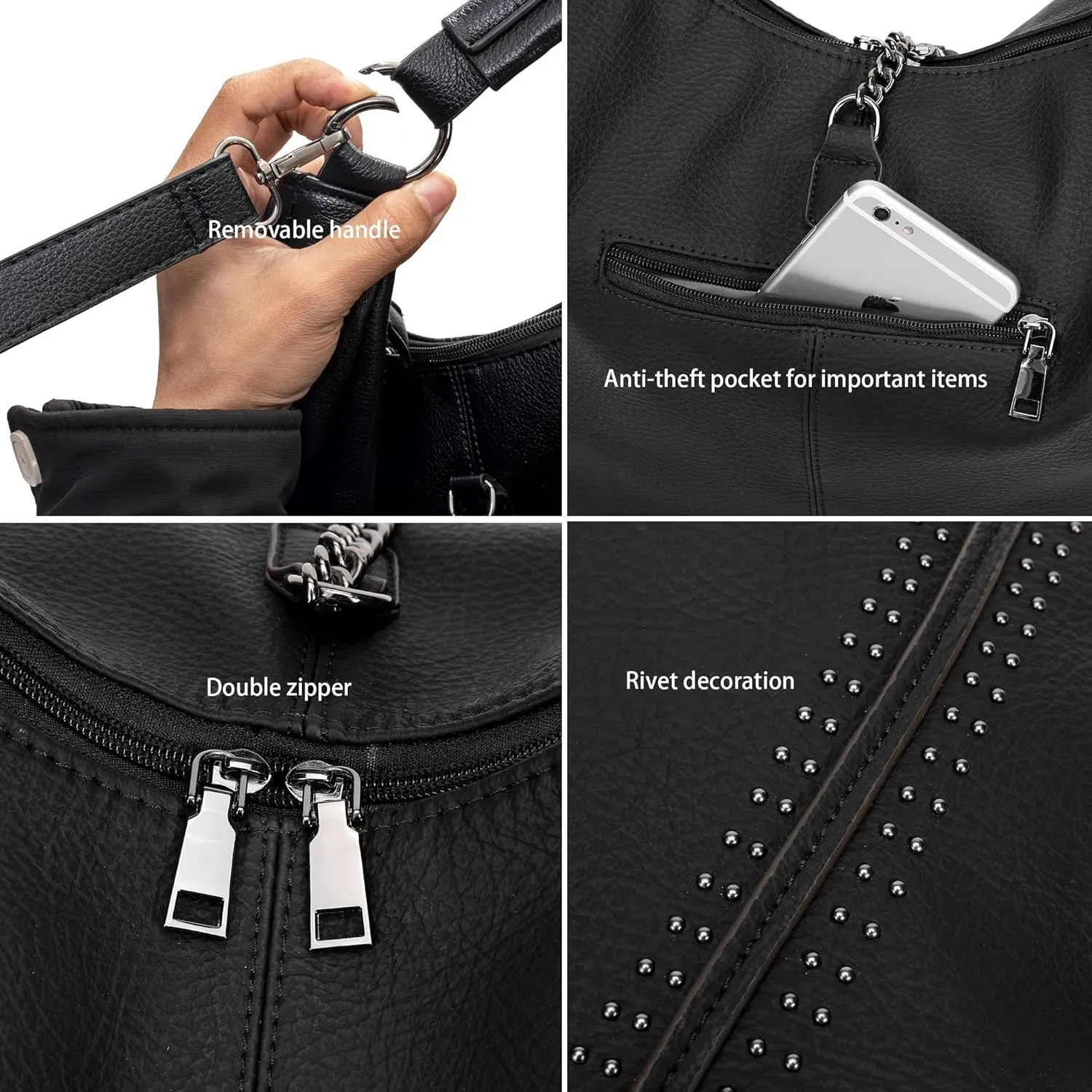 Women Hobo Bags Oversized Leather Handbags PU Crossbody Shoulder Totes Winter Stylish Purses