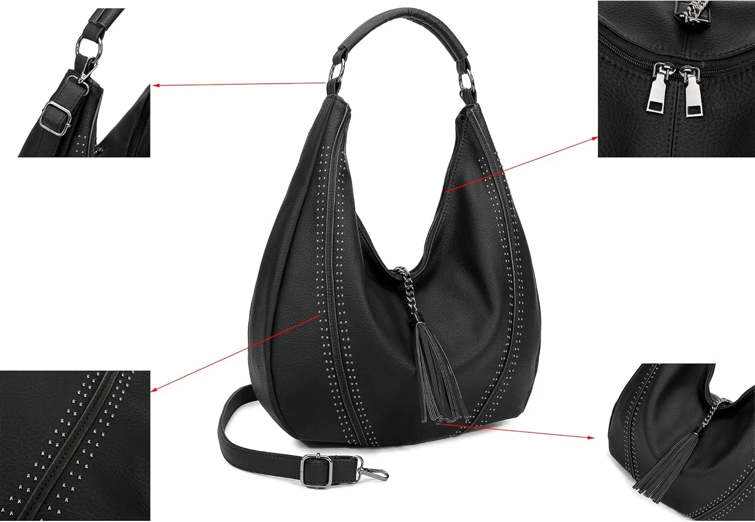 Women Hobo Bags Oversized Leather Handbags PU Crossbody Shoulder Totes Winter Stylish Purses