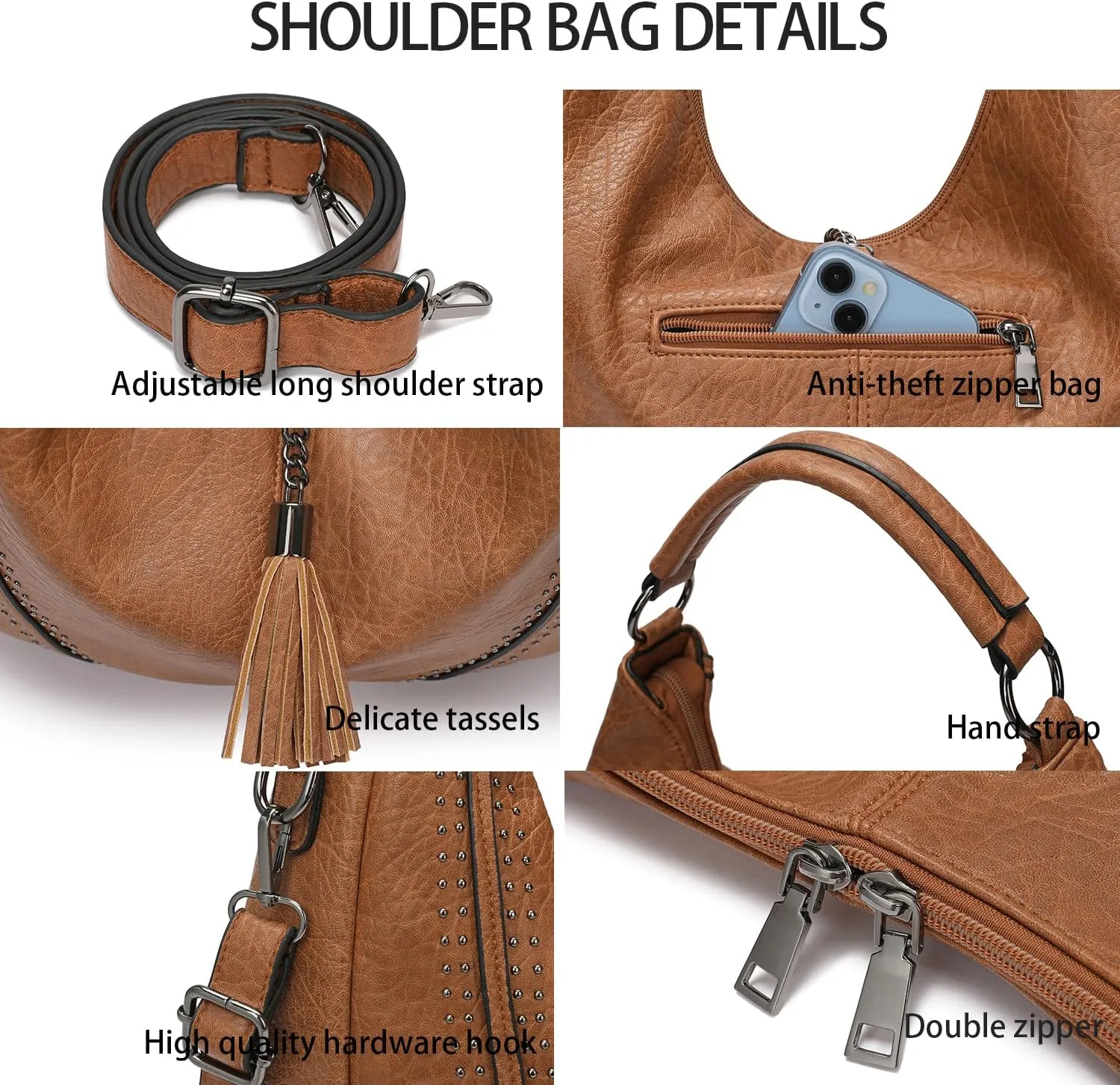 Women Hobo Bags Oversized Leather Handbags PU Crossbody Shoulder Totes Winter Stylish Purses