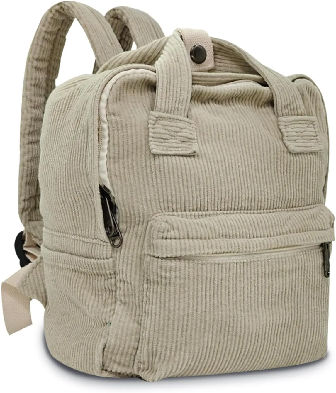 women Small Backpack Ladies Canvas/Cord Backpacks Casual Daypacks, Backpacks for Citywalk Travel Work Unisex (Cordury, Beige)