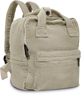 women Small Backpack Ladies Canvas/Cord Backpacks Casual Daypacks, Backpacks for Citywalk Travel Work Unisex (Cordury, Beige)