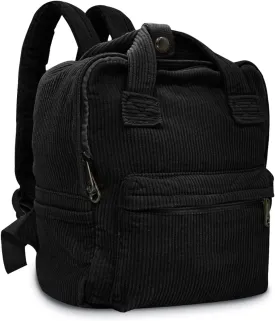 women Small Backpack Ladies Canvas/Cord Backpacks Casual Daypacks, Backpacks for Citywalk Travel Work Unisex (Cordury, Black)