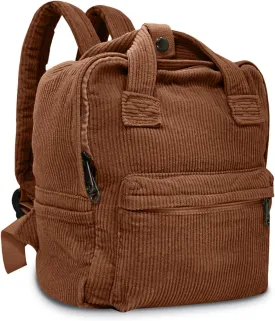 women Small Backpack Ladies Canvas/Cord Backpacks Casual Daypacks, Backpacks for Citywalk Travel Work Unisex (Cordury, Brown)