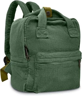 women Small Backpack Ladies Canvas/Cord Backpacks Casual Daypacks, Backpacks for Citywalk Travel Work Unisex (Cordury, Green)