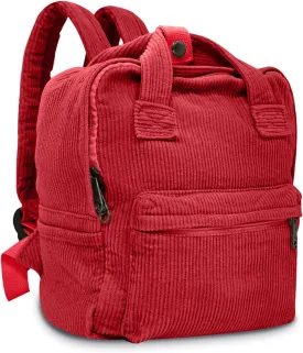 women Small Backpack Ladies Canvas/Cord Backpacks Casual Daypacks, Backpacks for Citywalk Travel Work Unisex (Cordury, Red)