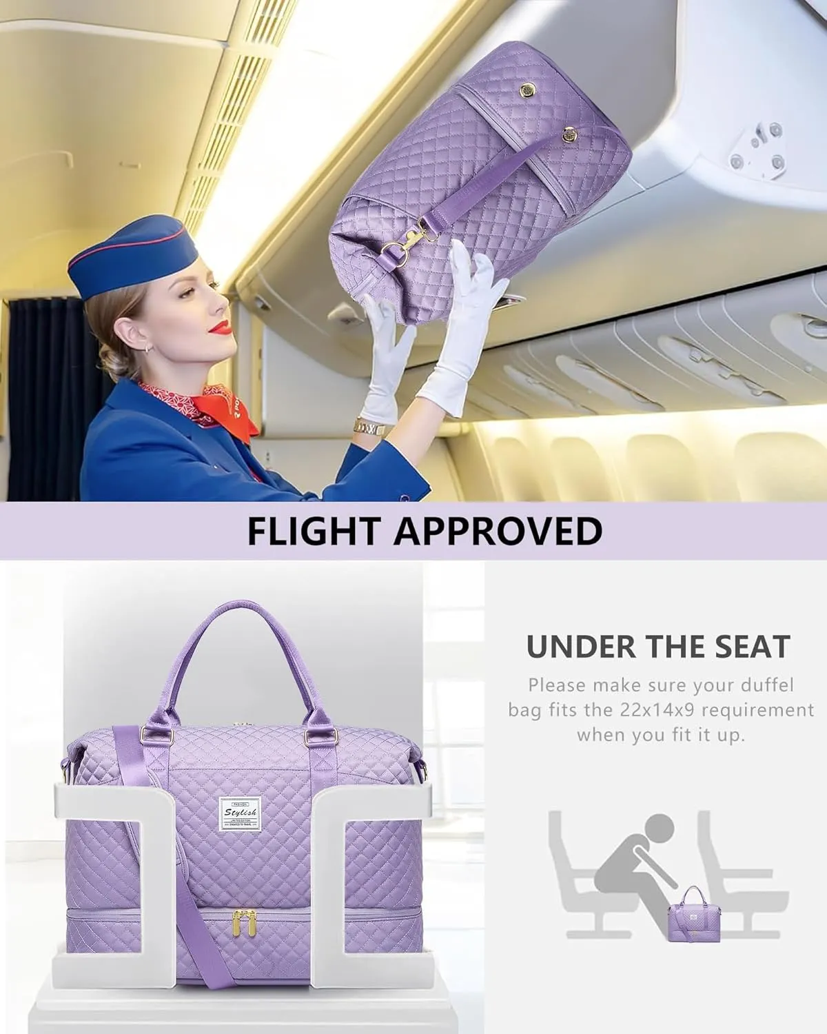 Women Weekender Travel Duffle Bag: Travel Duffel Overnight Bags with Shoe Compartment Large Carry on Tote Bag Toiletry Bag Weekend Yoga Gym Hospital Bags for Labor and Delivery with Wet Pocket Purple
