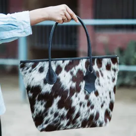 Womens Cowhide Purse | Brown & White Cowhide Tote Bag