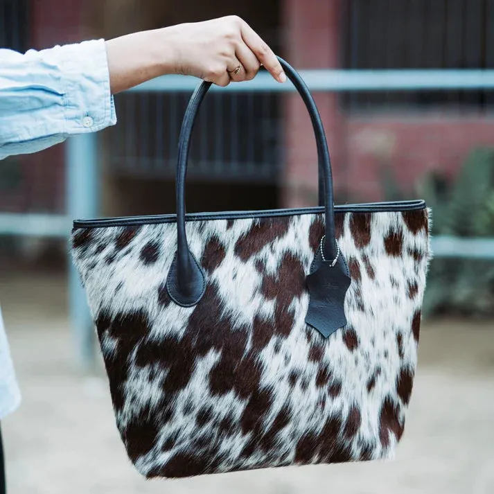 Womens Cowhide Purse | Brown & White Cowhide Tote Bag