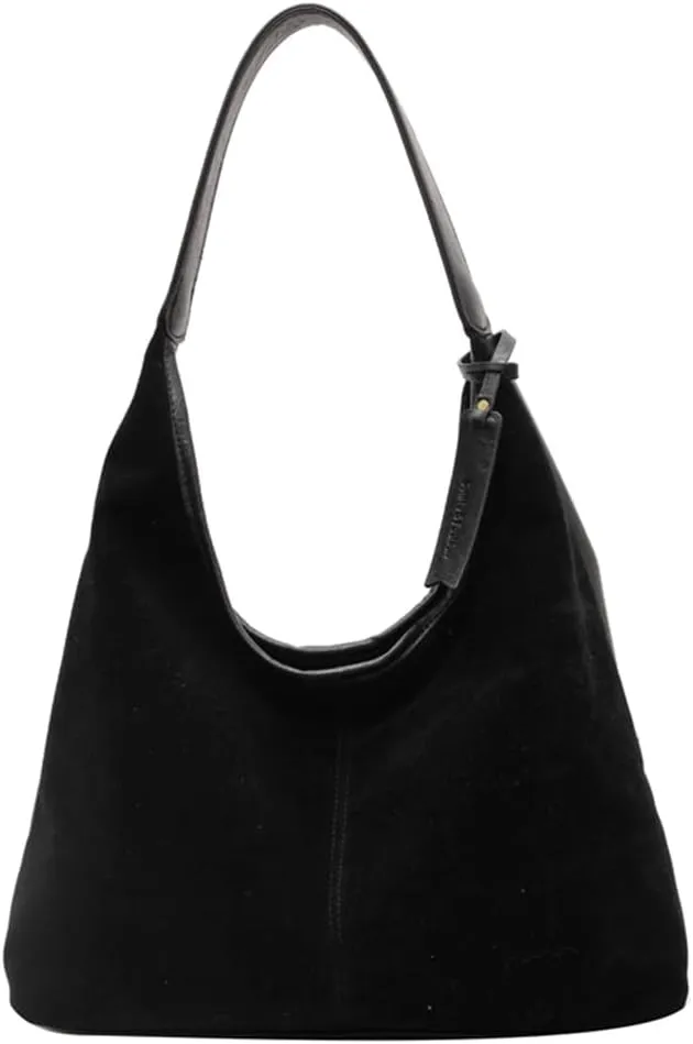 Women's Faux Suede Shoulder Bag Retro Underarm Purse Slouchy Hobo Crossbody Magnetic Closure Tote Bag Large Capacity Handbag