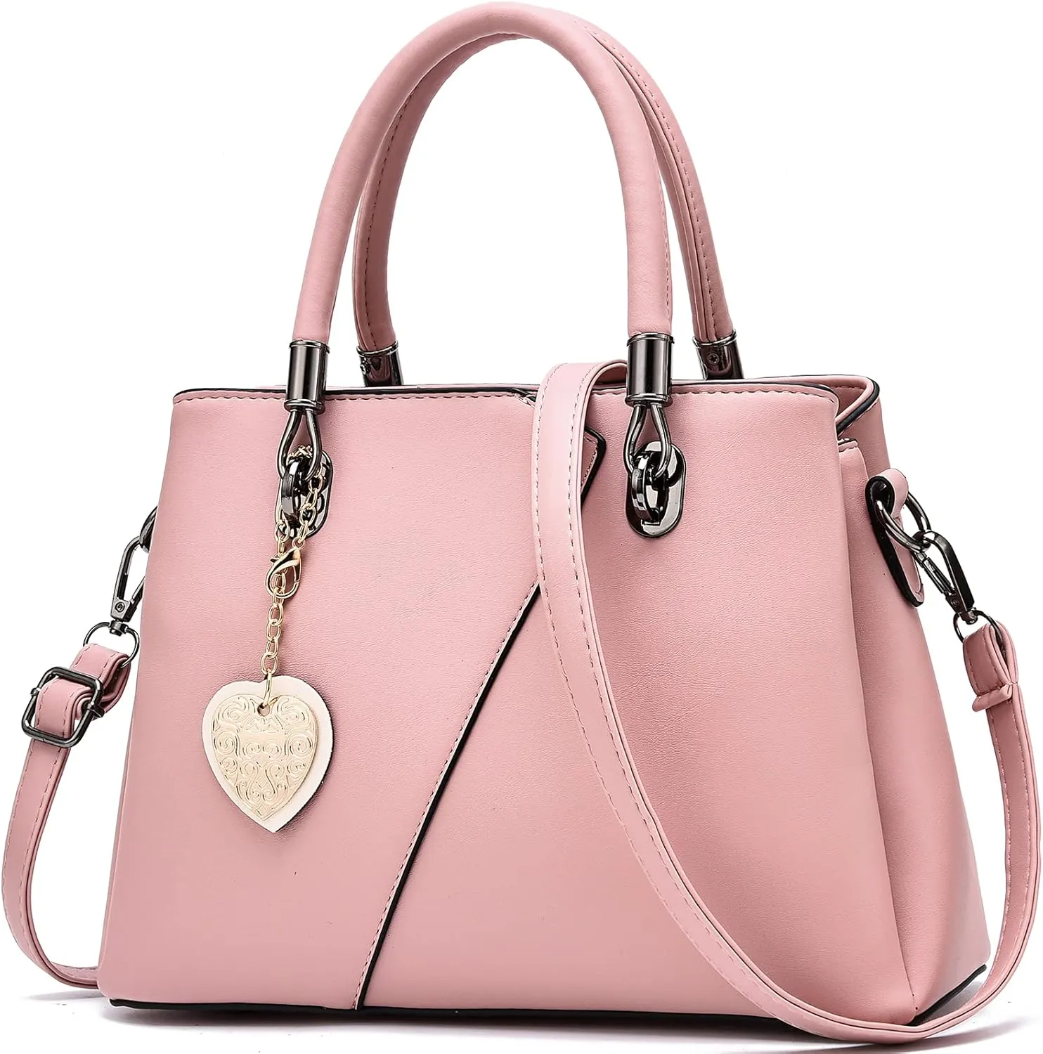 Womens Leather Handbags Purse Top-handle Bags Contrast Color Stitching Totes Satchel Shoulder Bag for Ladies
