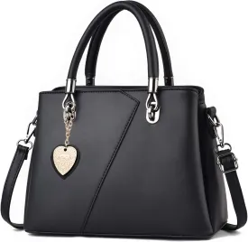 Womens Leather Handbags Purse Top-handle Bags Contrast Color Stitching Totes Satchel Shoulder Bag for Ladies
