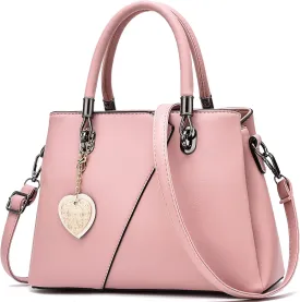 Womens Leather Handbags Purse Top-handle Bags Contrast Color Stitching Totes Satchel Shoulder Bag for Ladies
