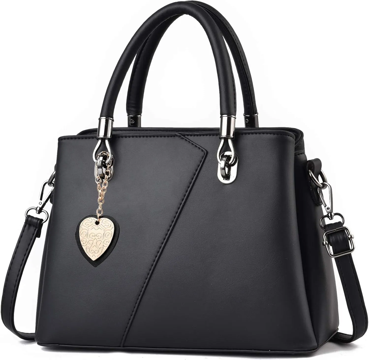 Womens Leather Handbags Purse Top-handle Bags Contrast Color Stitching Totes Satchel Shoulder Bag for Ladies