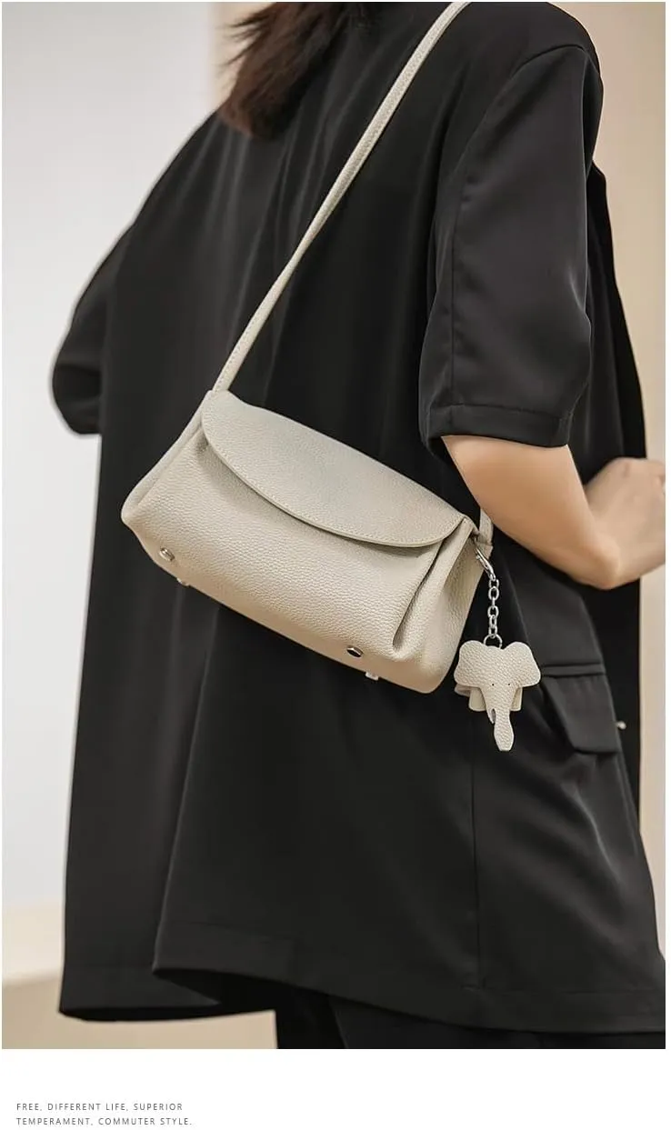 Women's Mini Leather Handbag Shoulder Crossbody Underarm Bag Hobo Pillow Bag Versatile Clutch Casual Chic Stylish Pendant