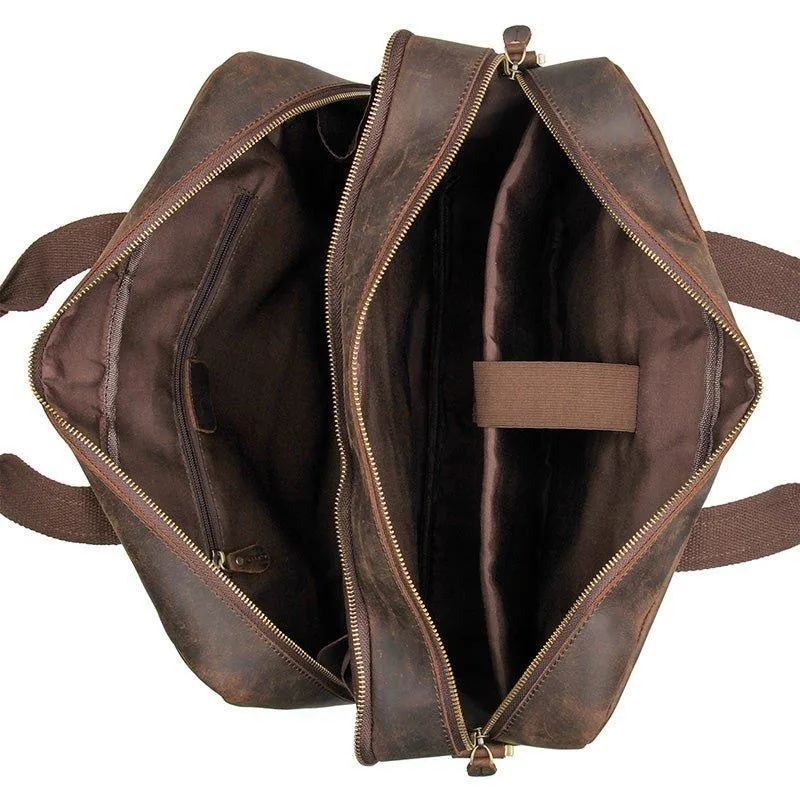 Woosir Vintage Mens Leather Work 17" Laptop Briefcase