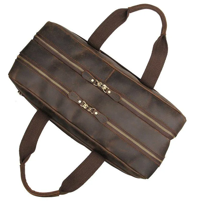 Woosir Vintage Mens Leather Work 17" Laptop Briefcase