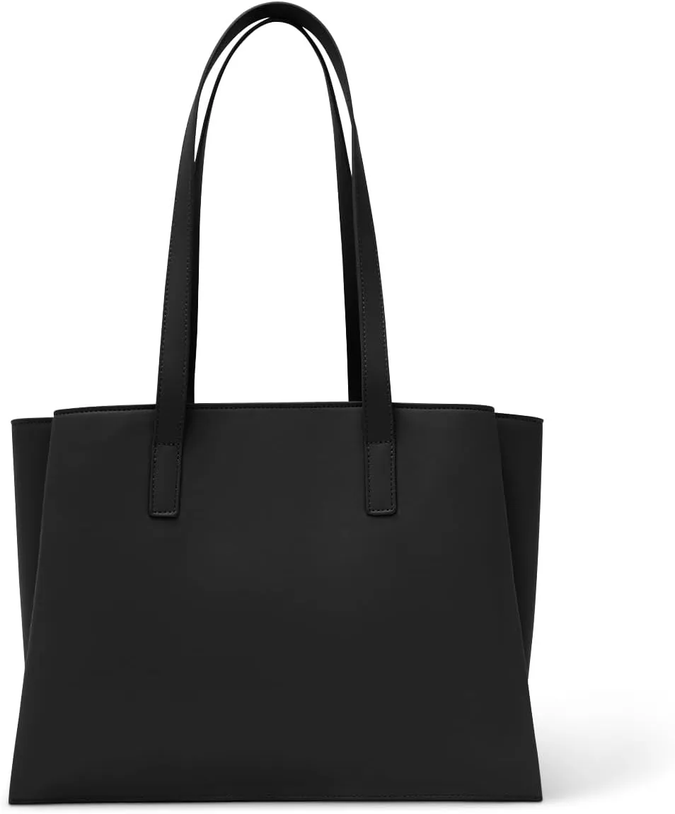 Work Tote Bags for Women 14Inch - Laptop Tote Bag with Zip Compartments - Large PU Leather Professional Office Purse