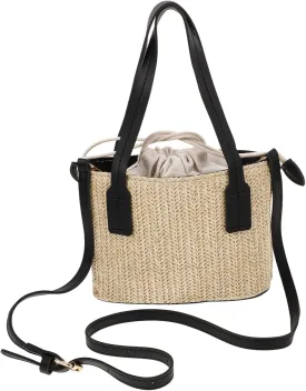 Woven Bucket Bag for Women Adjustable Handbag with Drawstring Closure Stylish Shoulder Bag for Beach Travel and Everyday Use Versatile Woven Purse