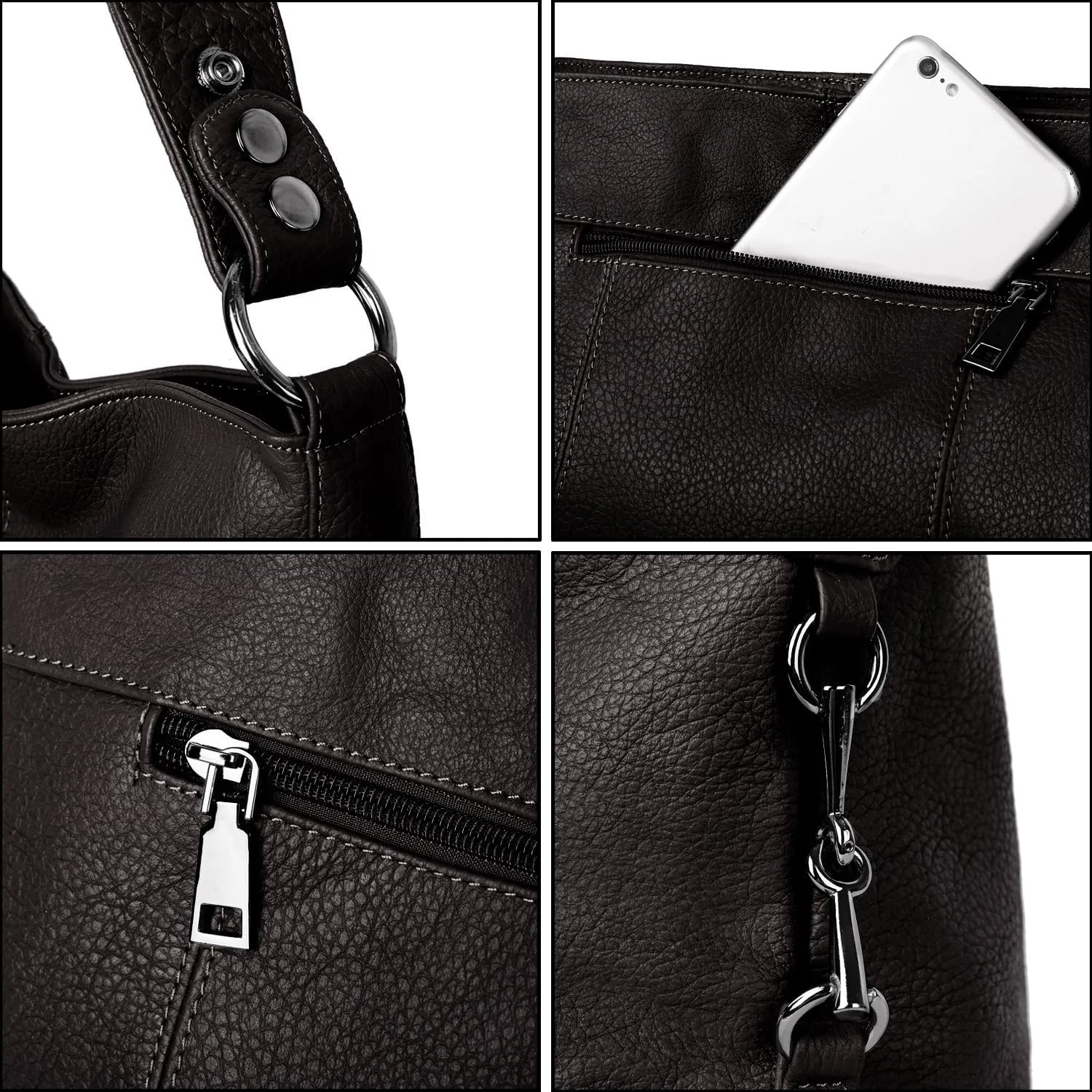 YALUXE Genuine Leather Shoulder Bags Stylish Hobo Handbags Purses Crossbody Bags for Women
