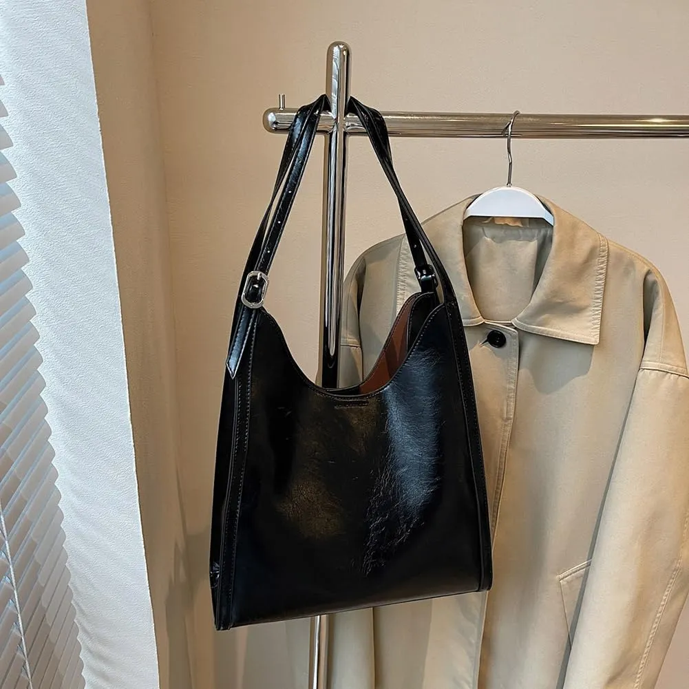 YFGBCX Leather Hobo Bags for Women, Vegan Leather Tote Bag Slouchy Shoulder Bag Bucket Bag Can Stand Upright