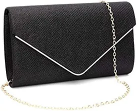 ZIUMUDY Women's Shinny Envelope Clutches Evening Party Handbag Purse Shoulder Chain Bag