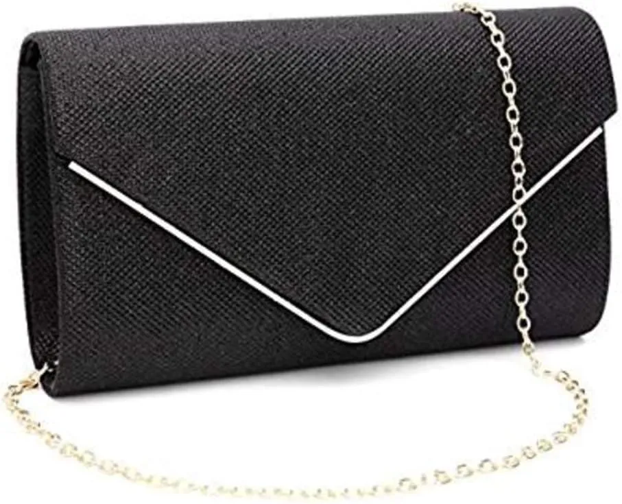 ZIUMUDY Women's Shinny Envelope Clutches Evening Party Handbag Purse Shoulder Chain Bag