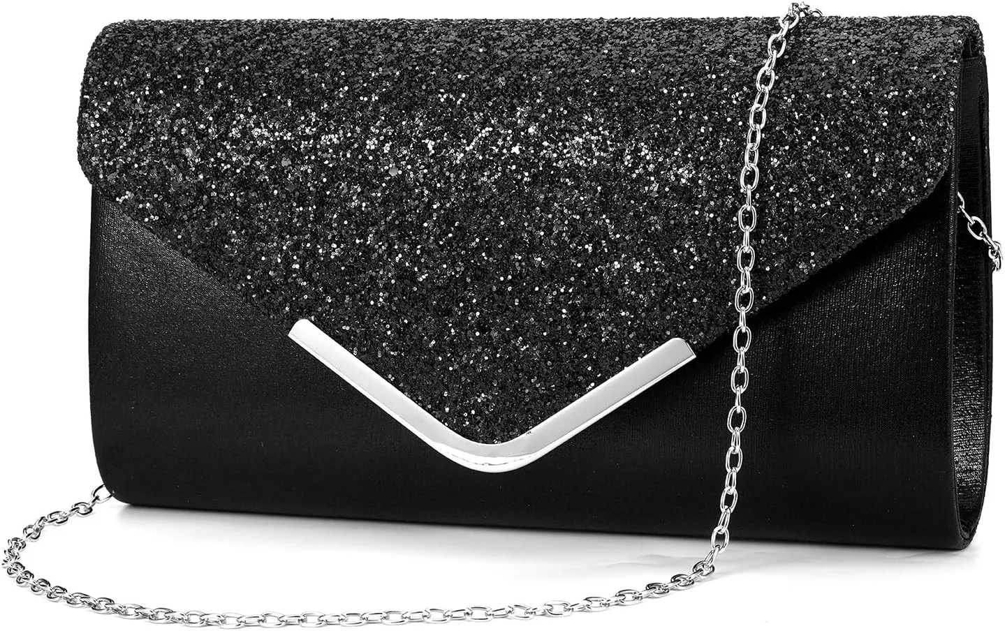 ZIUMUDY Women's Sparkle Evening Bags Envelope Clutches Shoulder Chain Handbag Bridal Wedding Purse
