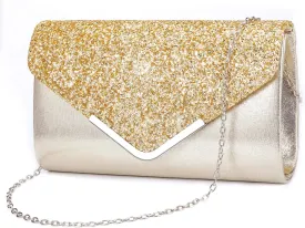 ZIUMUDY Women's Sparkle Evening Bags Envelope Clutches Shoulder Chain Handbag Bridal Wedding Purse