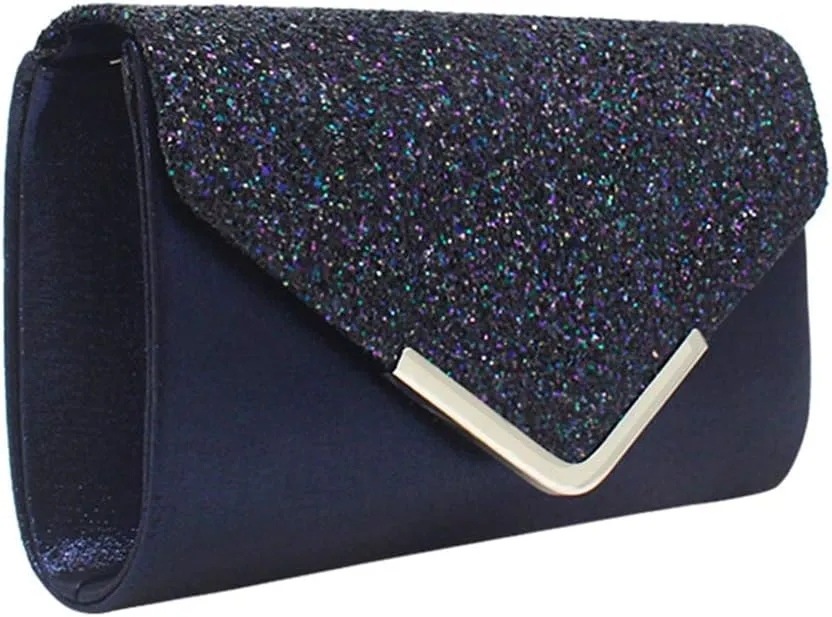 ZIUMUDY Women's Sparkle Evening Bags Envelope Clutches Shoulder Chain Handbag Bridal Wedding Purse