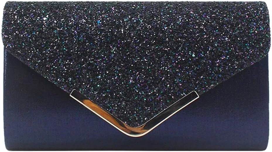 ZIUMUDY Women's Sparkle Evening Bags Envelope Clutches Shoulder Chain Handbag Bridal Wedding Purse